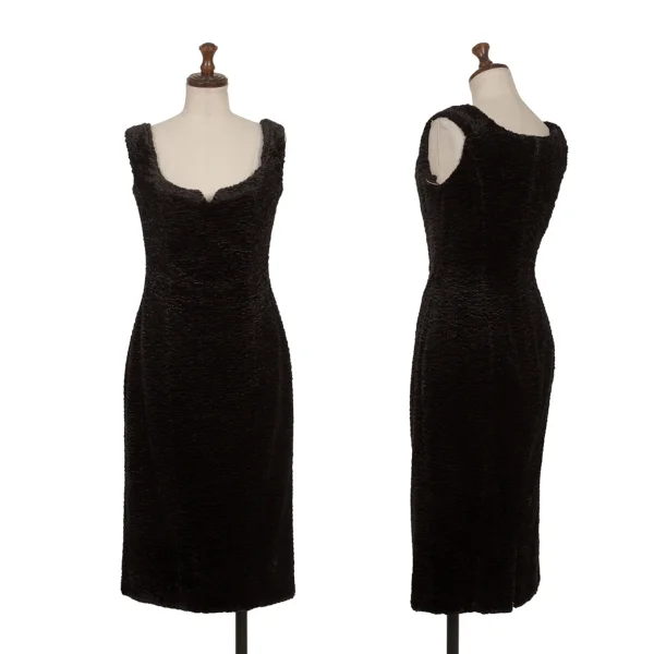Vivienne Westwood Gold Label Corset Lined Faux Fur Sleeveless Dress Black 10 K-171027_001