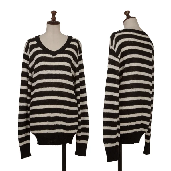 COMME des GARCONS Rayon Acrylic Stripe Knit Sweater Black,White XS-S K-171034_001