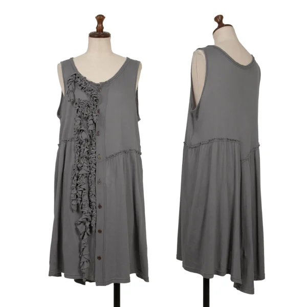 Y's Cotton Lyocell Frill Sleeveless Top Grey 2 K-171035_001