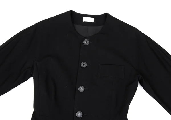 Yohji Yamamoto×THE GINZA STORY Wool Gabardine Collarless Jacket K-171043_003