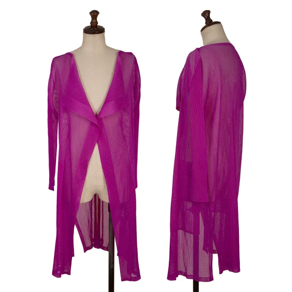 PLEATS PLEASE Pleated Mesh Long Cardigan Pink 3 K-171047_001