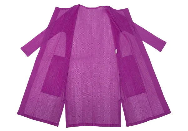 PLEATS PLEASE Pleated Mesh Long Cardigan K-171047_012