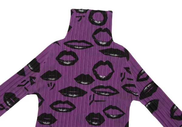 PLEATS PLEASE Lip Print Turtleneck T Shirt K-171049_003