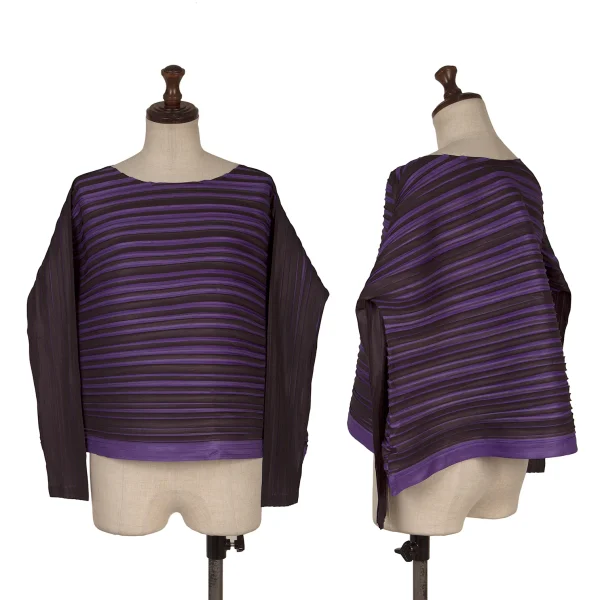 PLEATS PLEASE Pleated Long Sleeve T Shirt Purple,Black 3 K-171051_001