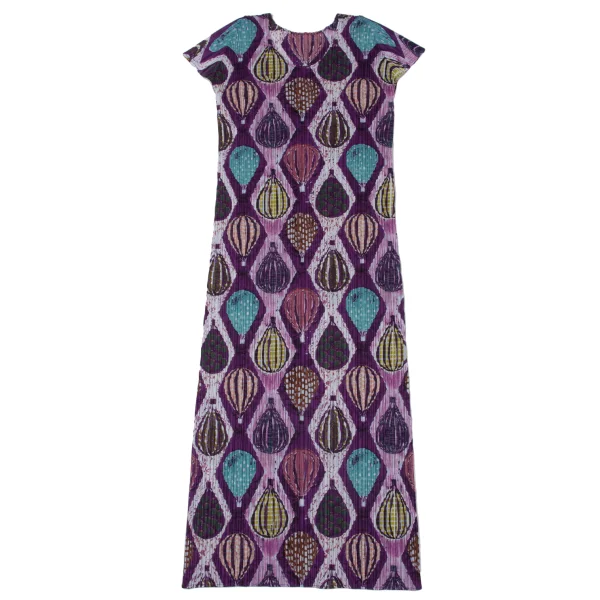 PLEATS PLEASE Hot Air Balloon Print French Sleeve Dress K-171053_002