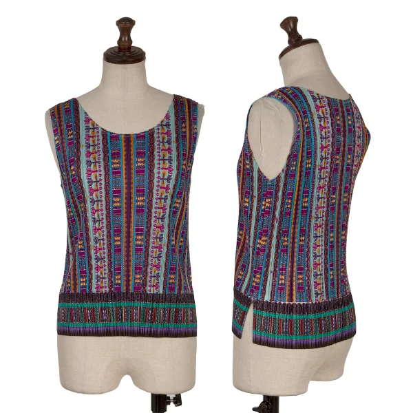PLEATS PLEASE Pleated Ethnic Print Tank Top Multi-Color 3 K-171055_001