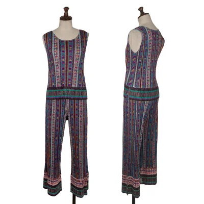 PLEATS PLEASE Pleated Ethnic Print Tank & Pants