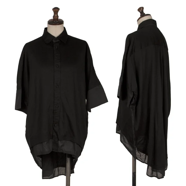 TAKESHI KOSAKA by Y's Pink Label Layered Off-shoulder Blouse Black 2 K-171058_001