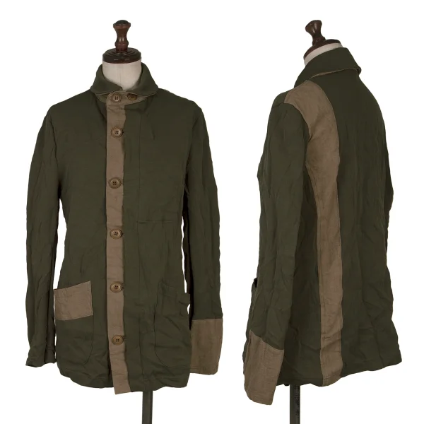 Y's Mixed-material Wrinkle Processing Jersey Jacket Khaki,Brown 2 K-171060_001