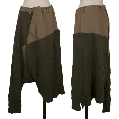 Y's Wrinkled Jersey Asymmetrical Dropped Crotch Pants