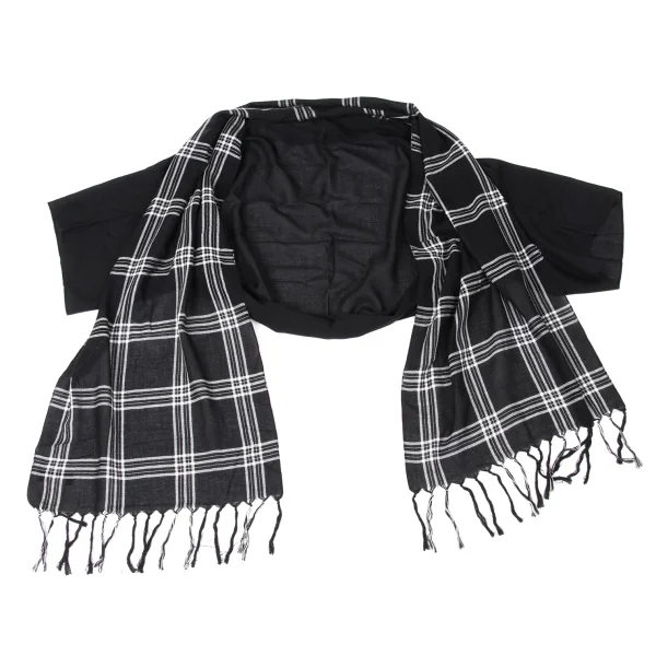 Y's Checked Fringe Stole Bolero K-171064_002