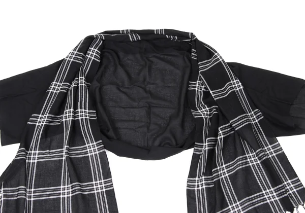 Y's Checked Fringe Stole Bolero K-171064_003