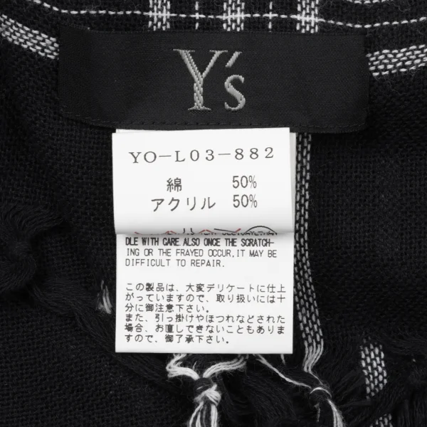 Y's Checked Fringe Stole Bolero K-171064_013