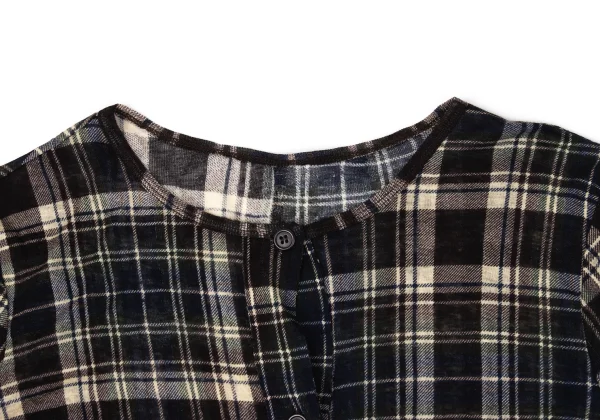 Y's Hem Frill Asymmetrical Sheer Check Cardigan K-171071_003