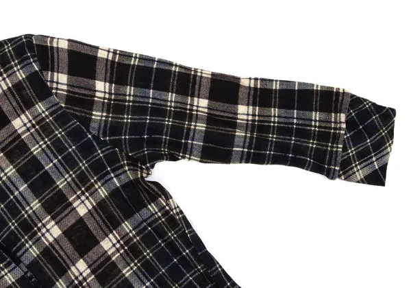 Y's Hem Frill Asymmetrical Sheer Check Cardigan K-171071_005