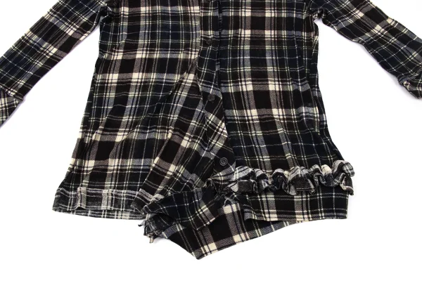 Y's Hem Frill Asymmetrical Sheer Check Cardigan K-171071_007