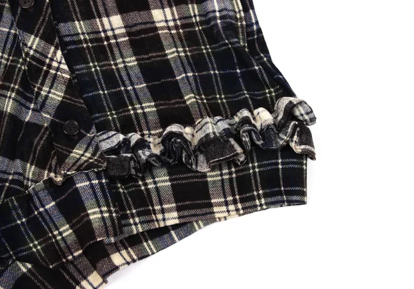 Y's Hem Frill Asymmetrical Sheer Check Cardigan K-171071_008