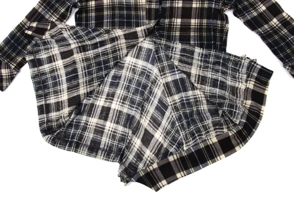 Y's Hem Frill Asymmetrical Sheer Check Cardigan K-171071_009