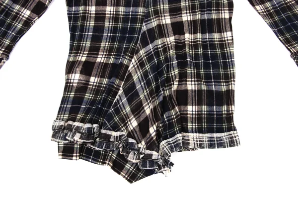 Y's Hem Frill Asymmetrical Sheer Check Cardigan K-171071_011
