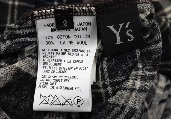 Y's Hem Frill Asymmetrical Sheer Check Cardigan K-171071_014