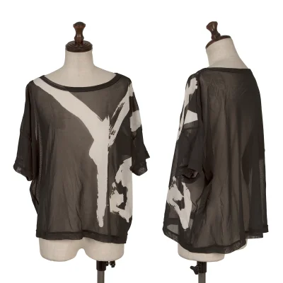 Y's Logo Print Mesh Wide T-shirt