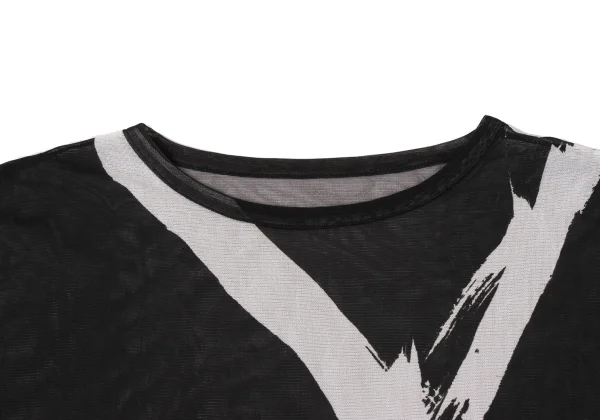 Y's Logo Print Mesh Wide T-shirt K-171073_004