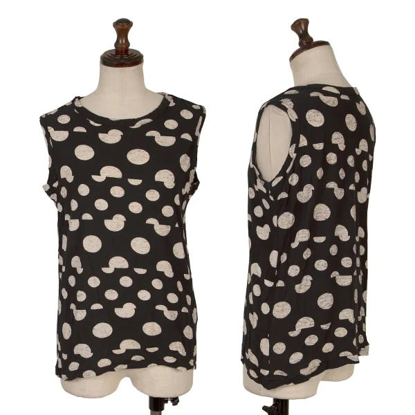 Y's Dot Print Tank Top Black,Ivory 2 K-171075_001