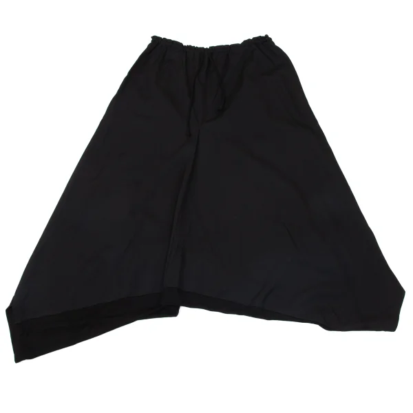 Y's Wool Switching Gabardine Dropped Crotch Pants Black 2 K-171077_001