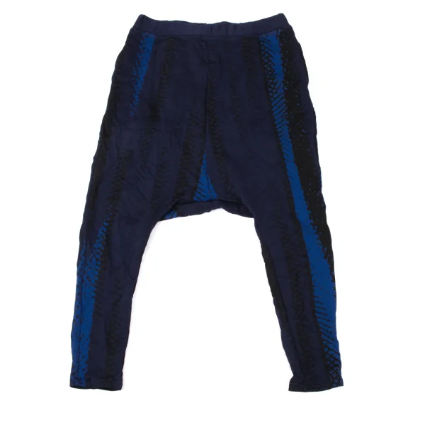 Y's Printed Wrinkled Jersey Dropped Crotch Pants Navy 2 K-171079_001