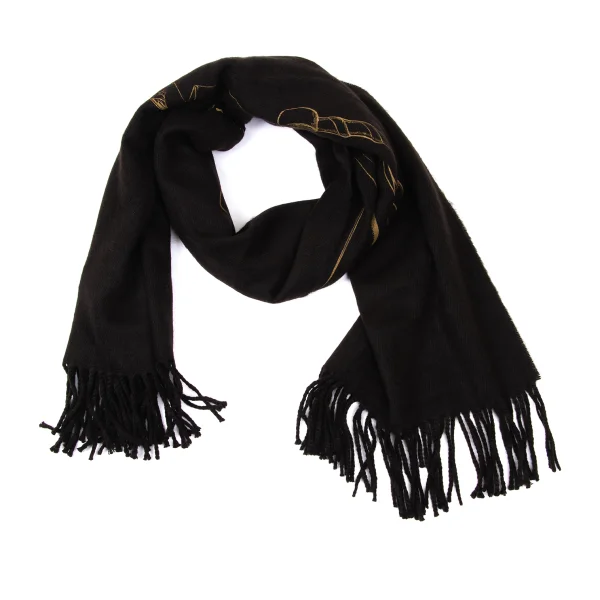 S'YTE× Junji ITO TOMIE Printed Fringe Scarf Black  K-171086_001