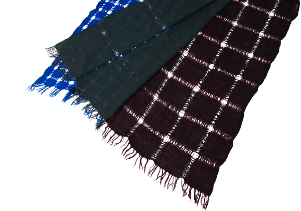 Y's Checked Woven Color Switching Stole K-171087_005