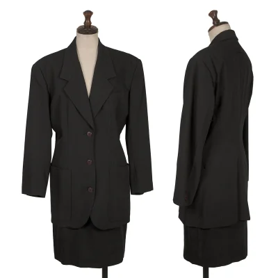 Jean Paul GAULTIER Stripe Lining Wool Jacket & Skirt