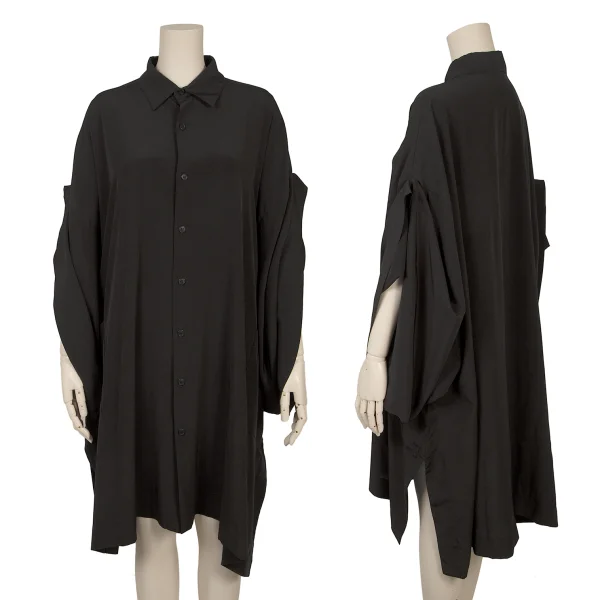 LIMI feu Wide Sleeve Drape Shirt Dress Black S K-171099_001
