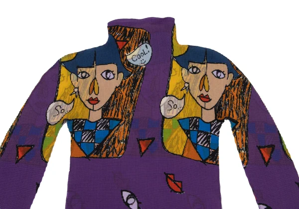ISSEY MIYAKE me Stretch Pleats Face Graphic Print Top K-171110_003