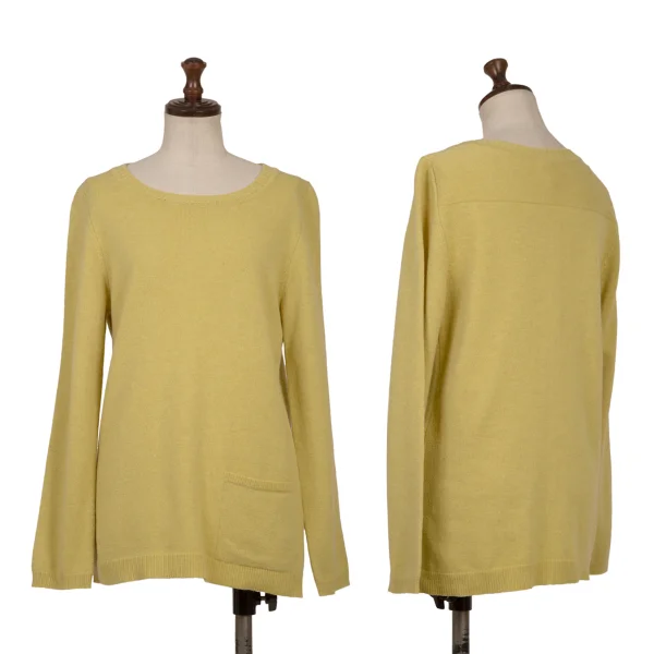 MARGARET HOWELL Wool Cashmere Pocket Design Knit Yellow F K-171117_001