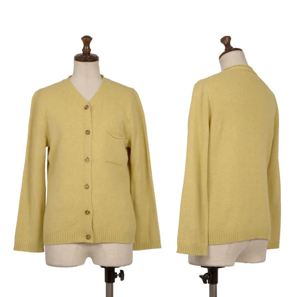 MARGARET HOWELL Wool Cotton Knit Cardigan Mustard 2 K-171118_001