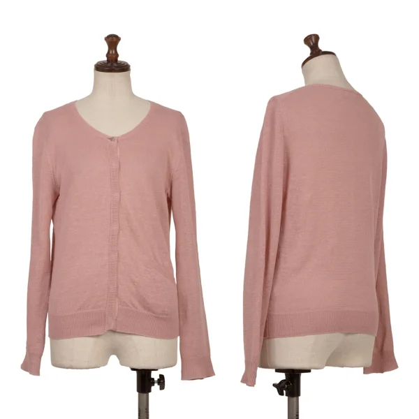 MARGARET HOWELL Linen Cotton Knit Cardigan Pink  K-171119_001