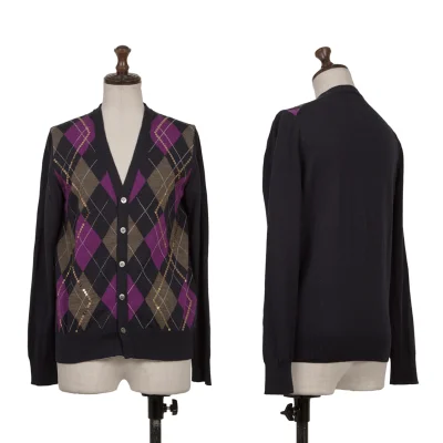 tricot COMME des GARCONS Sequin Embellished Argyle Knit Cardigan