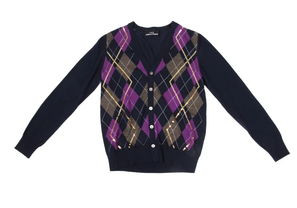 tricot COMME des GARCONS Sequin Embellished Argyle Knit Cardigan K-171139_002