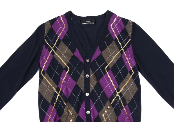 tricot COMME des GARCONS Sequin Embellished Argyle Knit Cardigan K-171139_003