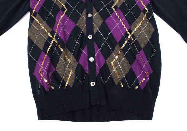 tricot COMME des GARCONS Sequin Embellished Argyle Knit Cardigan K-171139_007