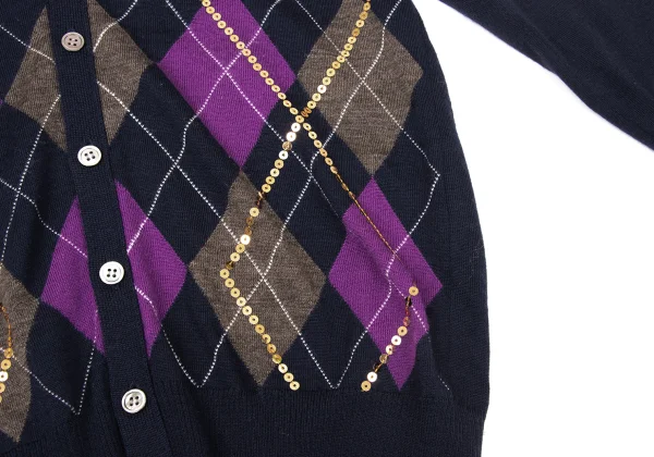tricot COMME des GARCONS Sequin Embellished Argyle Knit Cardigan K-171139_008