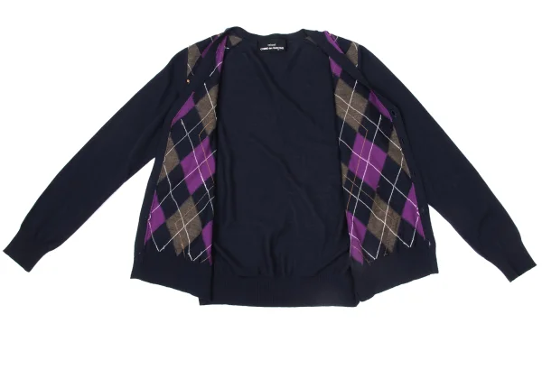 tricot COMME des GARCONS Sequin Embellished Argyle Knit Cardigan K-171139_010