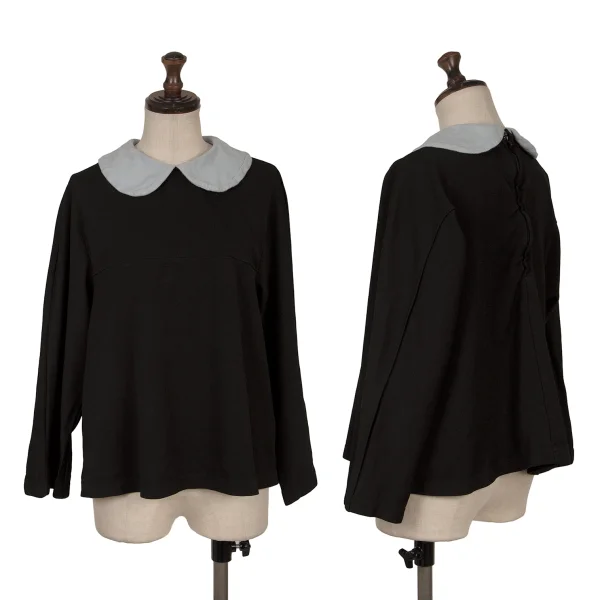 COMME des GARCONS Polyester Collar Switching Top Black,Sky blue S K-171146_001