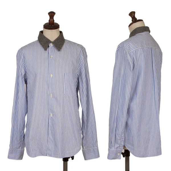 COMME des GARCONS Collar Switching Striped Shirt Blue,White S K-171149_001