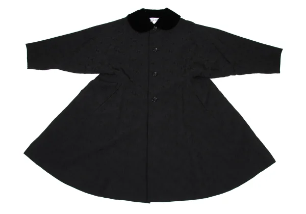 COMME des GARCONS Floral Jacquard Velour Collar Coat K-171162_002
