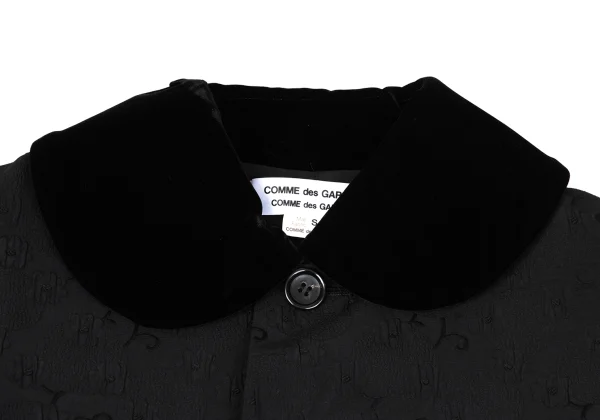 COMME des GARCONS Floral Jacquard Velour Collar Coat K-171162_004