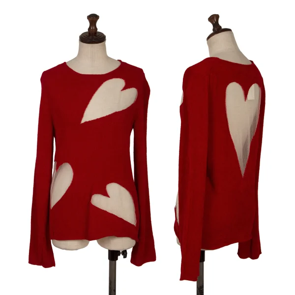 COMME des GARCONS Heart Mesh Mole Knit Red S K-171164_001