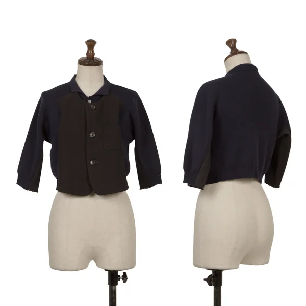 COMME des GARCONS Front Switching Knit Jacket Navy,Black S-M K-171168_001