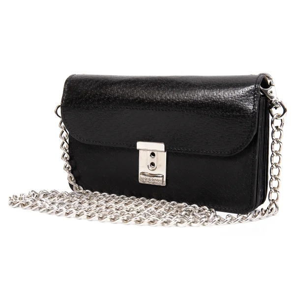 COMME des GARCONS Chain Shoulder Leather Wallet Black  K-171175_001